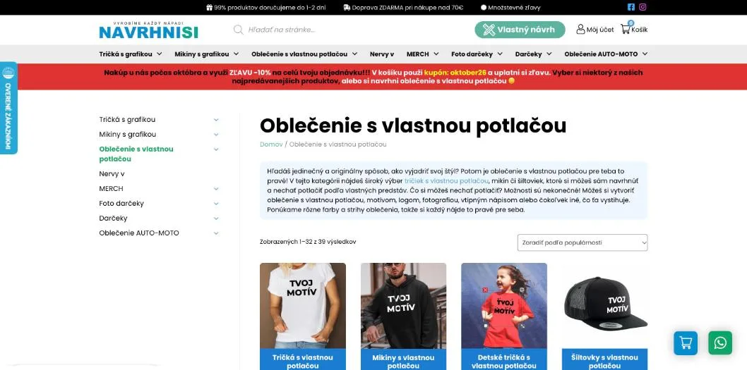 Oblečenie s vlastnou potlačou